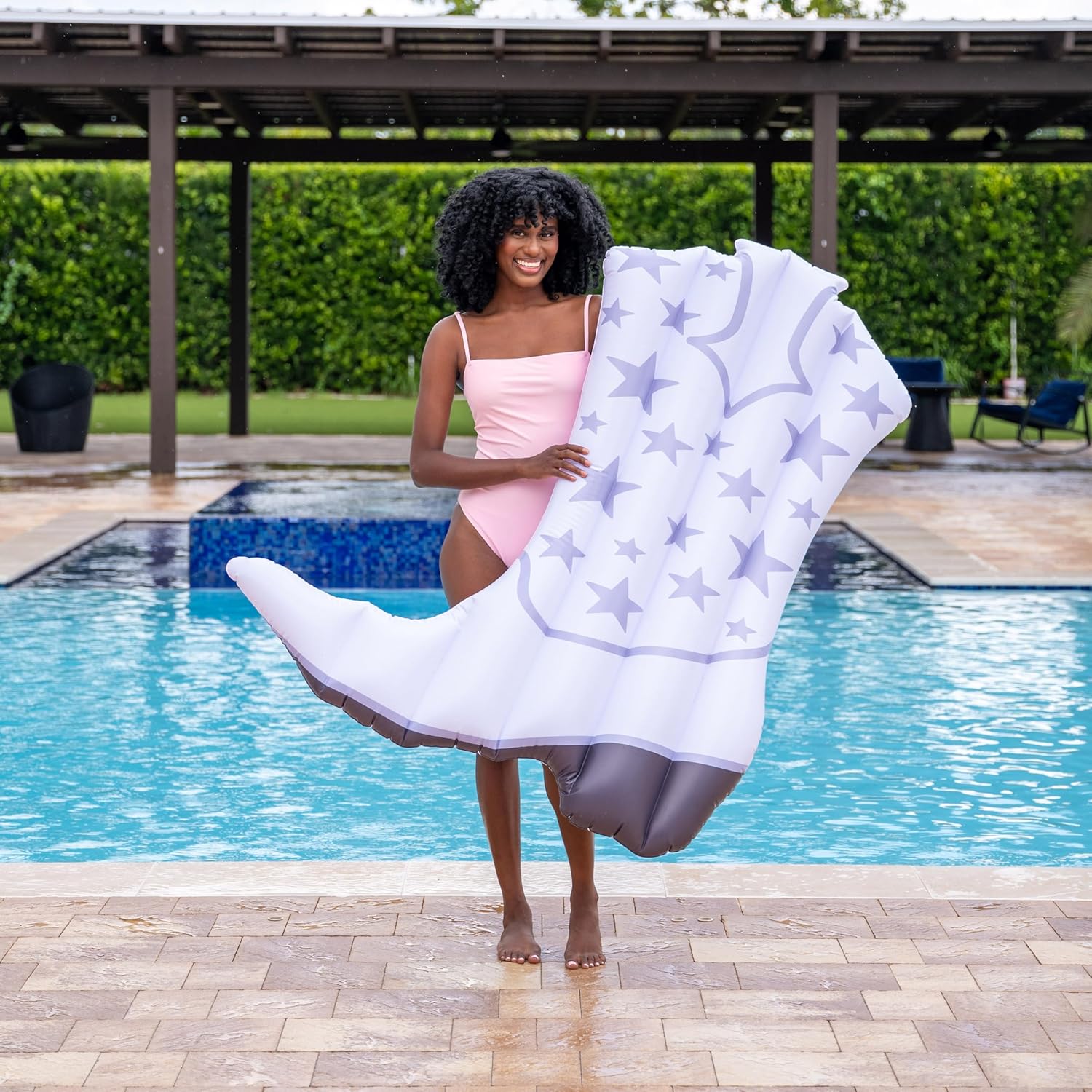 PoolCandy Giant White Cowgirl Boot Inflatable Pool Float – 54" Oversized Western Raft, Heavy-Duty PVC, 250 lb Capacity, Fun Pool & Beach Lounger for Teens & Adults