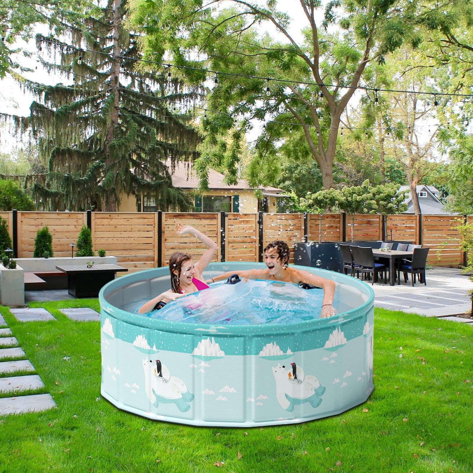 Piscina pieghevole in PVC, portatile, 160 x 160 x 45 cm, piscina pieghevole per bambini, per animali domestici, ragazzi, ragazze, giardino, terrazza, interni, esterni, prato, in famiglia