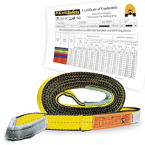 KwikSafety Eslingas tejidas Tamaños de 1 y 2 pulgadas Correa de doble ojal Para descargar, levantar, izar, trasladar