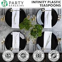 Vista 278 de Party Bargains Disposable Plastic Black Gold Cutlery Set, Infinity Modern Design Utensils, 40 Pack: 16 Forks, 8 Knives, 16 Spoons