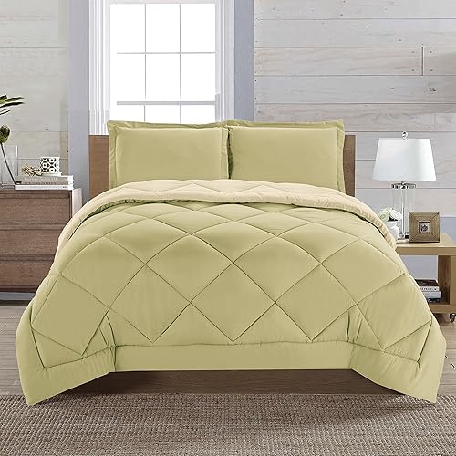 Vista 46 de Elegant Comfort Juego de edredón reversible de 3 piezas para todas las estaciones, ultra suave, edredón alternativo al plumón, tamaño King