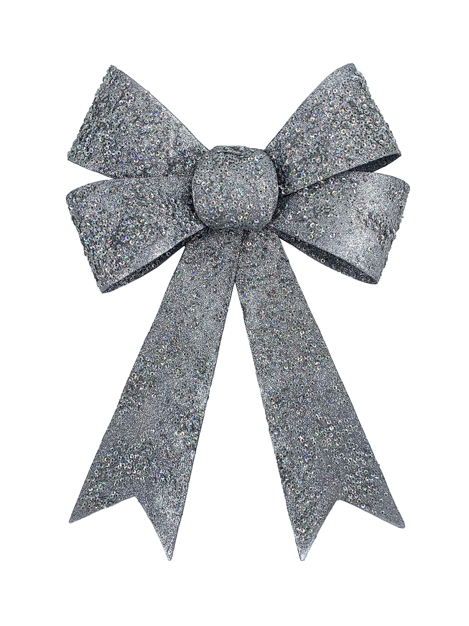 Smiffys Bow with Crystals Silver 20x30cm
