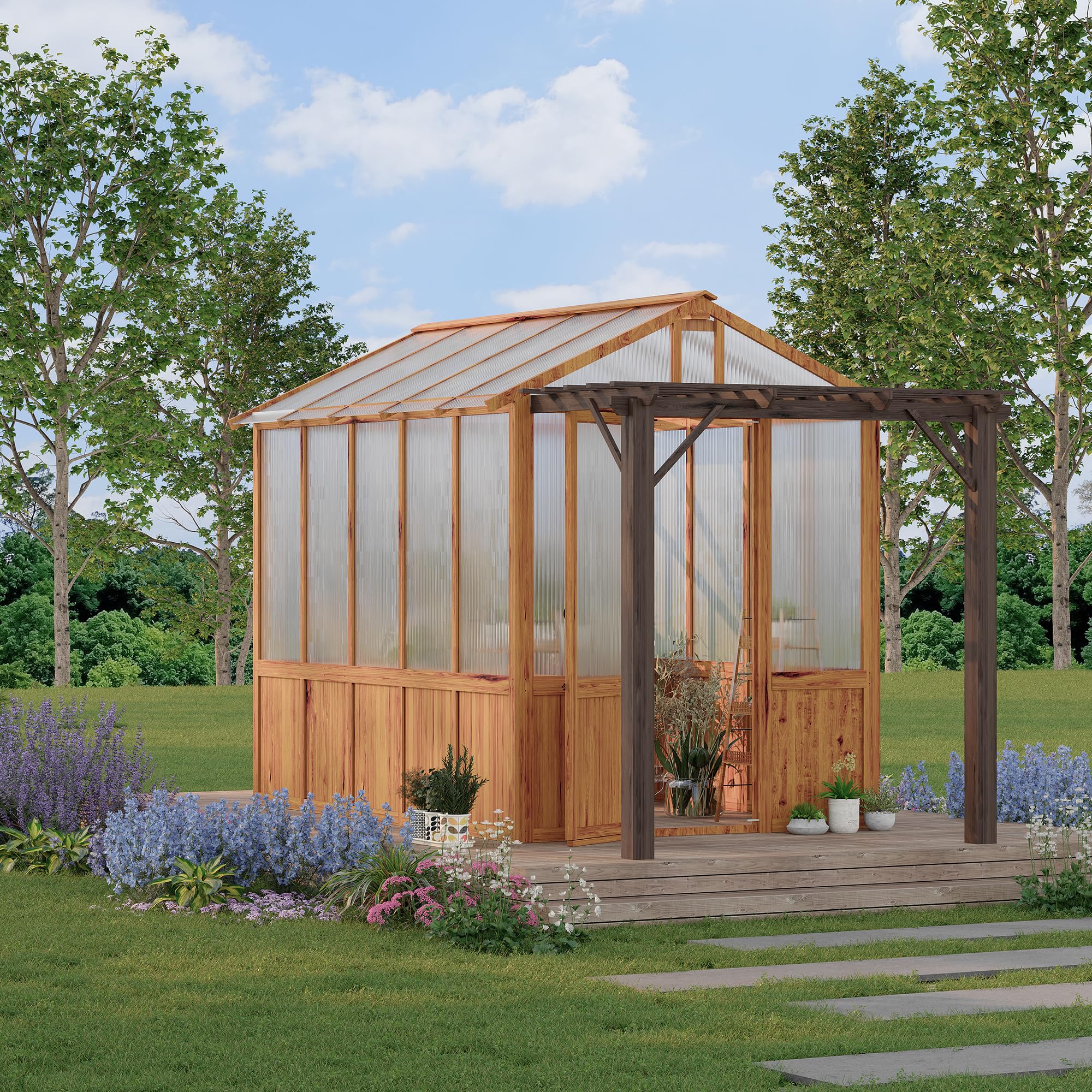 Amazon.com : GarveeLife 8X13ft Greenhouse Kit with Pergola, Wooden