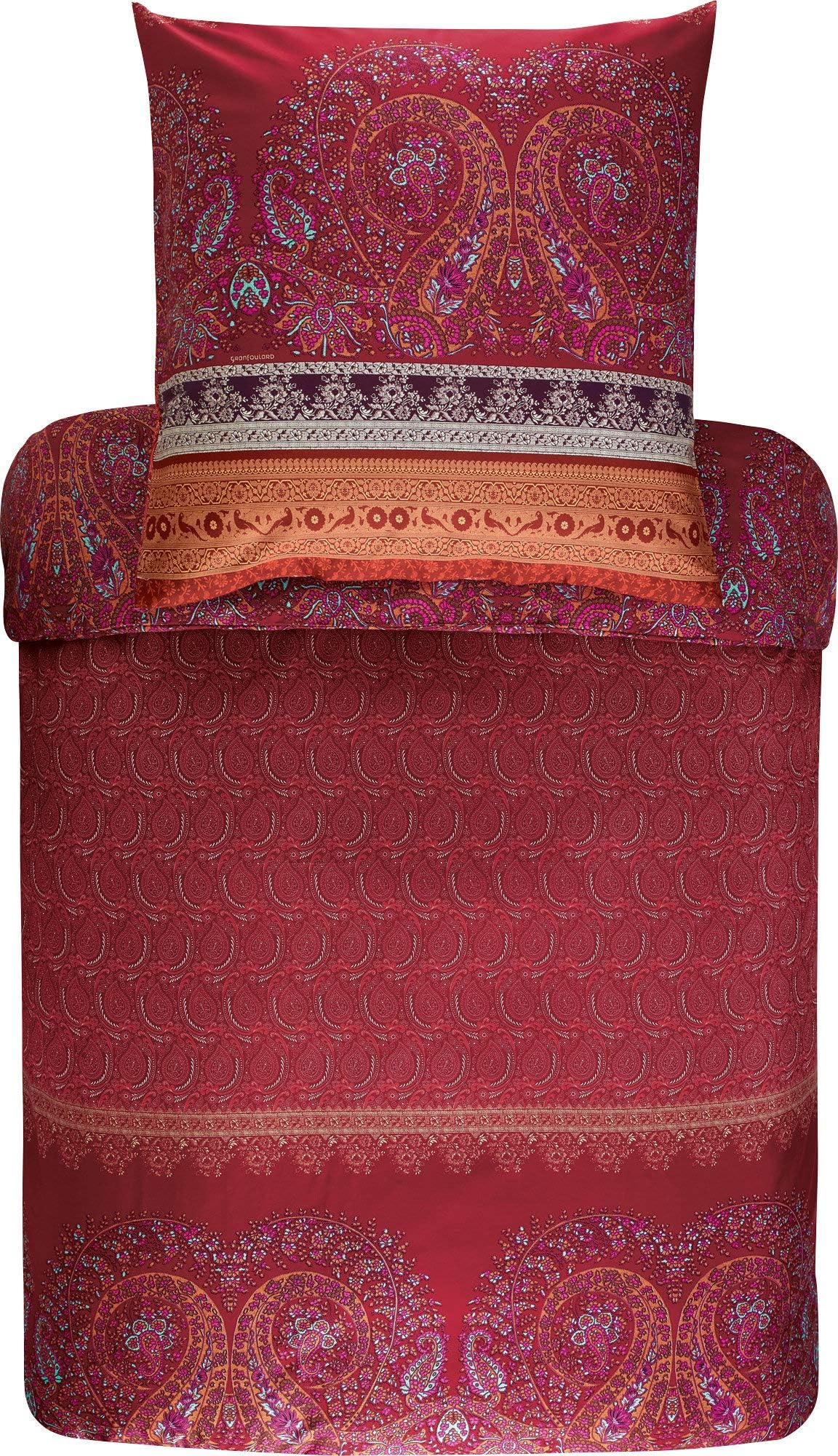 Bassettiduvet cover set Recanati V.R1 fine cotton sateen red-bordeaux size 80x80 cm / 135x200 cm