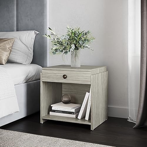 Miniatura 17 de Boyd Sleep Mesita de noche para dormitorio: Hamilton Almacenamiento de dos cajones con base de pedestal, negro Negro,Negro/blanco,Blanco,Barnwood