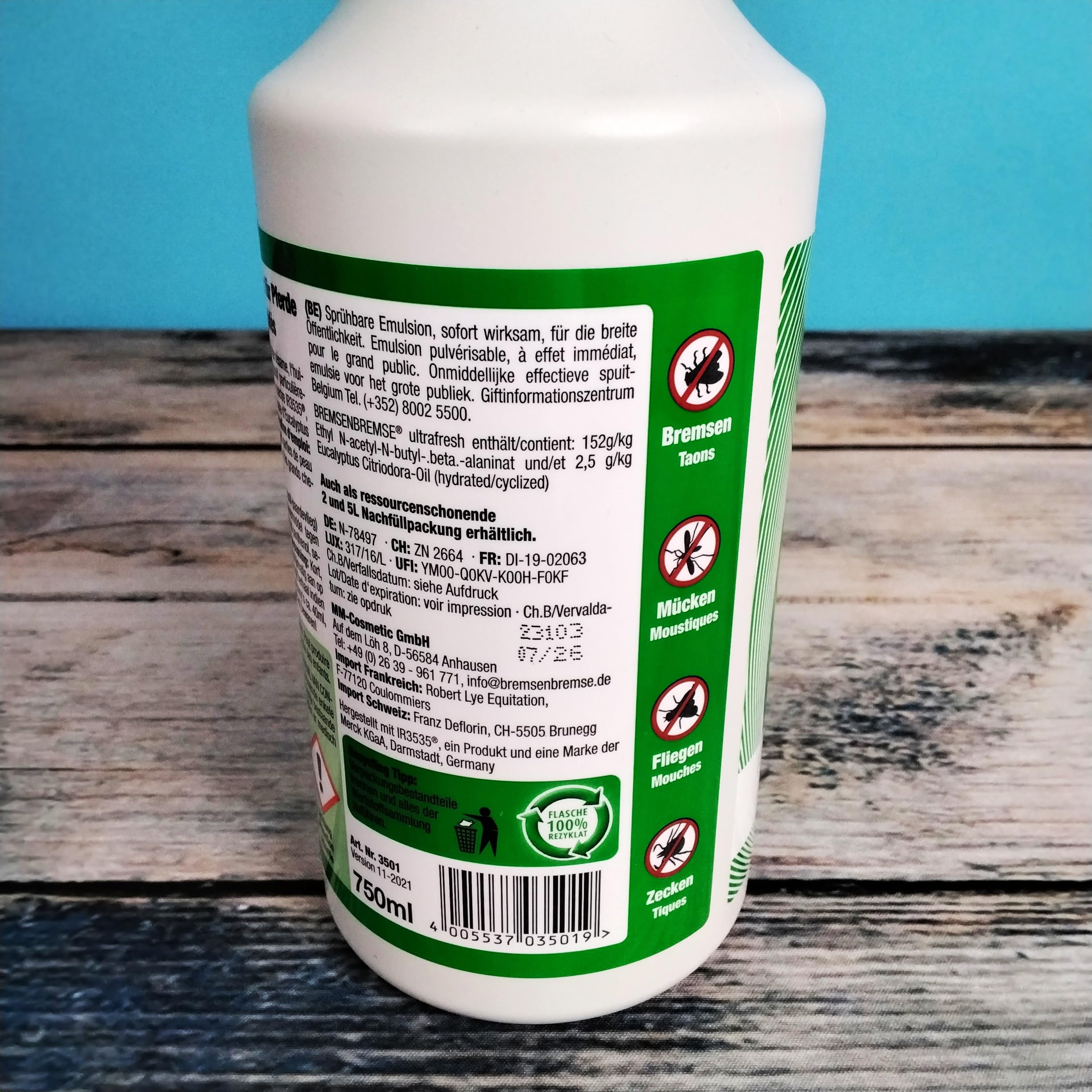 Zedan Bremsenbremse ultrafresh 750 ml gegen Bremsen/Zecken/Fliegen/Mücken