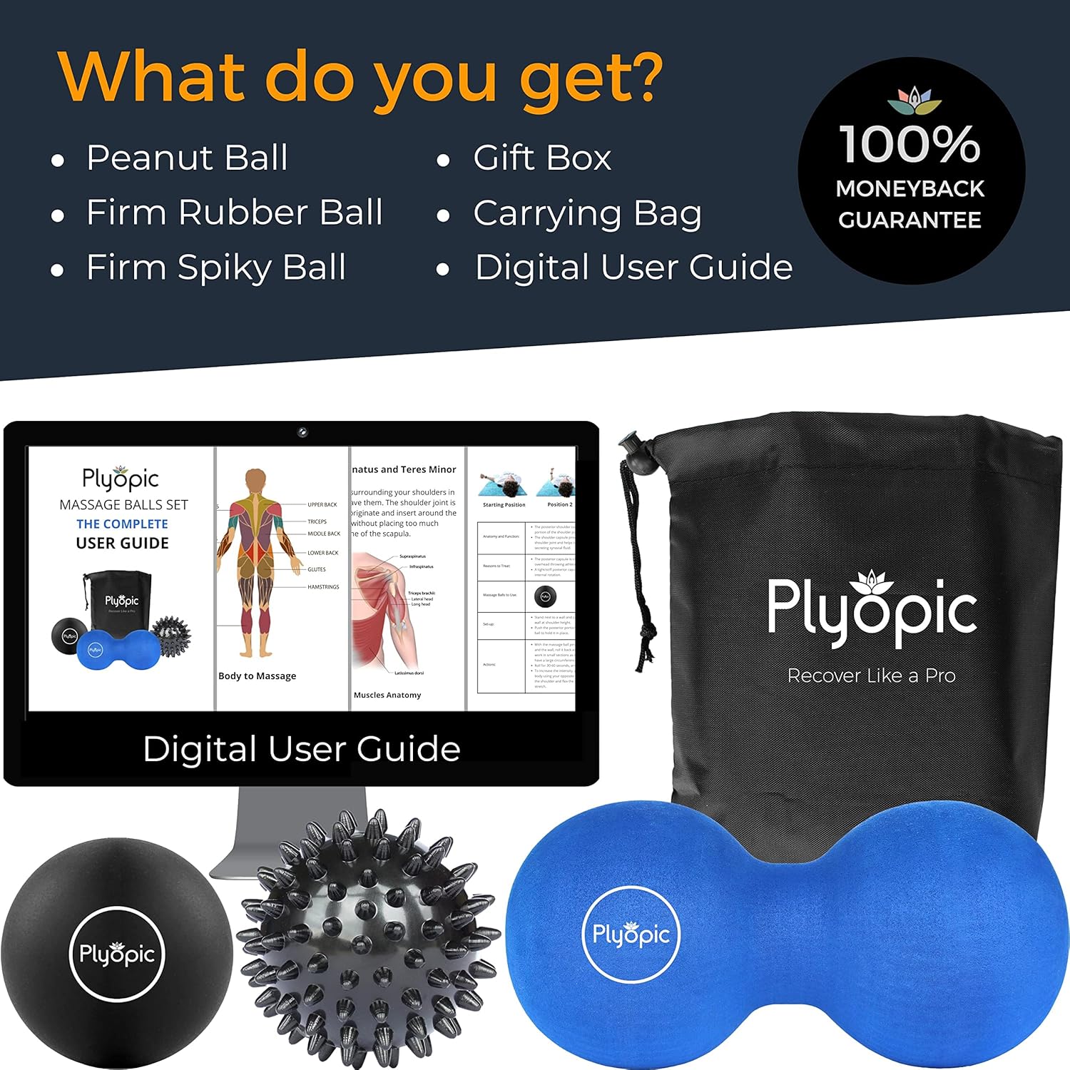 Plyopic Massage Ball Set – for Deep Tissue Muscle Recovery, Myofascial Release, Trigger Point Therapy, Mobility and Plantar Fasciitis Relief : Health & Household