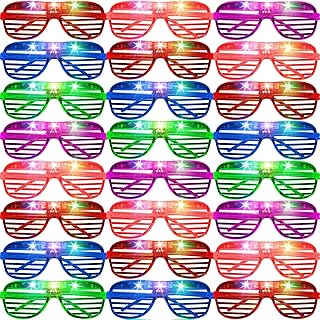 SHQDD 22 Pack Glow Sticks Glasses, 5 Neon Colors with 3 Flashing Modes LED Glasses,4th of July Party Supplies, Glow in the Dark Sunglasses Toys Bulk Neon Party Favors for Kids Birthday Concert Holiday
