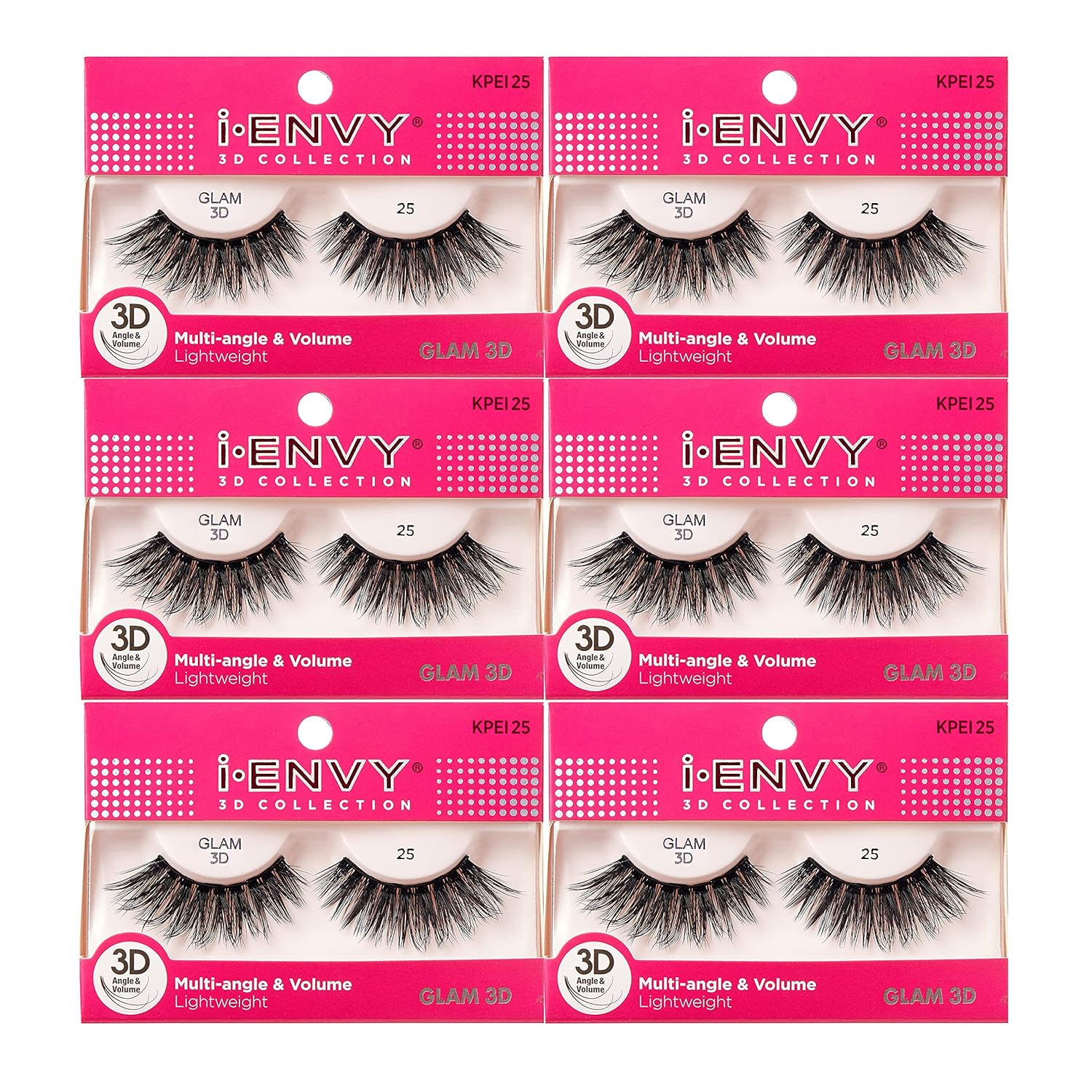 i-Envy 6 Pairs False Eyelashes 3D Glam Collection Multi-angle & Volume Lashes