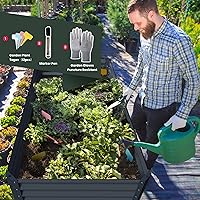 Vista 6 de Maceta de jardín elevada galvanizada para plantas al aire libre, camas de jardín elevadas extra altas de 17 pulgadas, cajas de jardín al aire libre