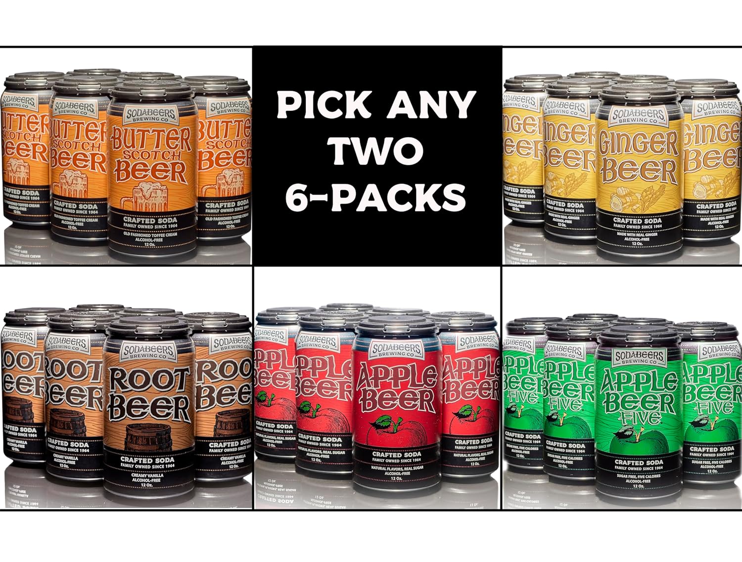 Mix & Match Custom Multipack | SodaBeers Brewing Co | Alcohol-Free, Crafted Sodas Made With Natural Flavors and Real Sugar, Refreshing Fruit Beverages | Pick 2 Flavors