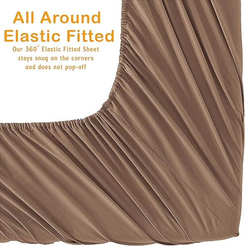 Miniatura 4 de Elegant Comfort Juego de sábanas de microfibra de 3 líneas transpirable, tejido suave como la mantequilla, calidad de hotel de 1500, juego de