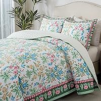 Vista 43 de HoneiLife - Juego de edredón de 3 piezas, colcha de microfibra, reversible, con estampado floral, para todas las estaciones, estilo acuarela