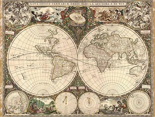 Póster histórico sin marco, decoración decorativa de pared educativa para el hogar, mapa antiguo vintage, 16 x 12 pulgadas (estilo 15)