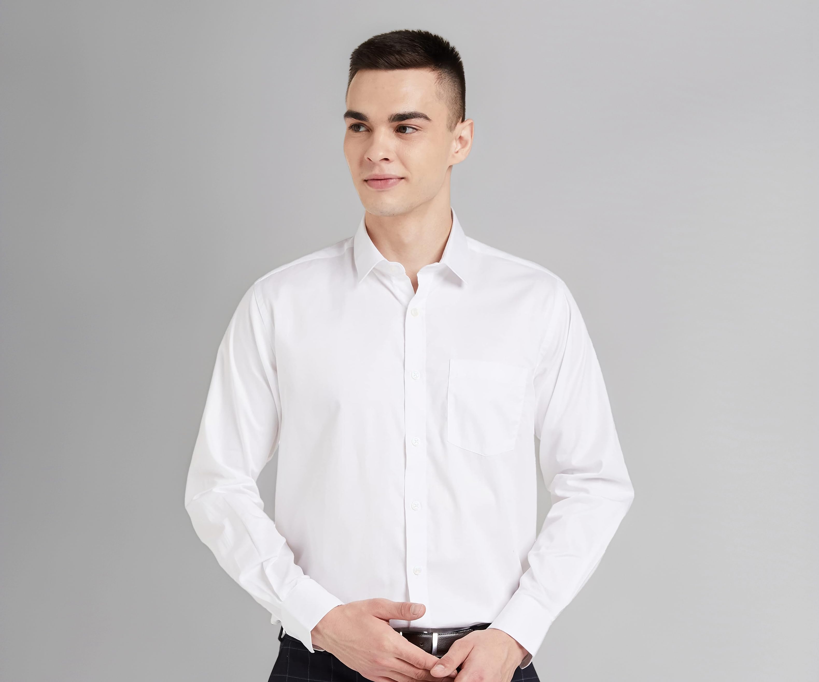 - Men's Solid Cotton Formal Shirt | Plain | Full Sleeve - Regular Fit (Available in Plus Sizes)