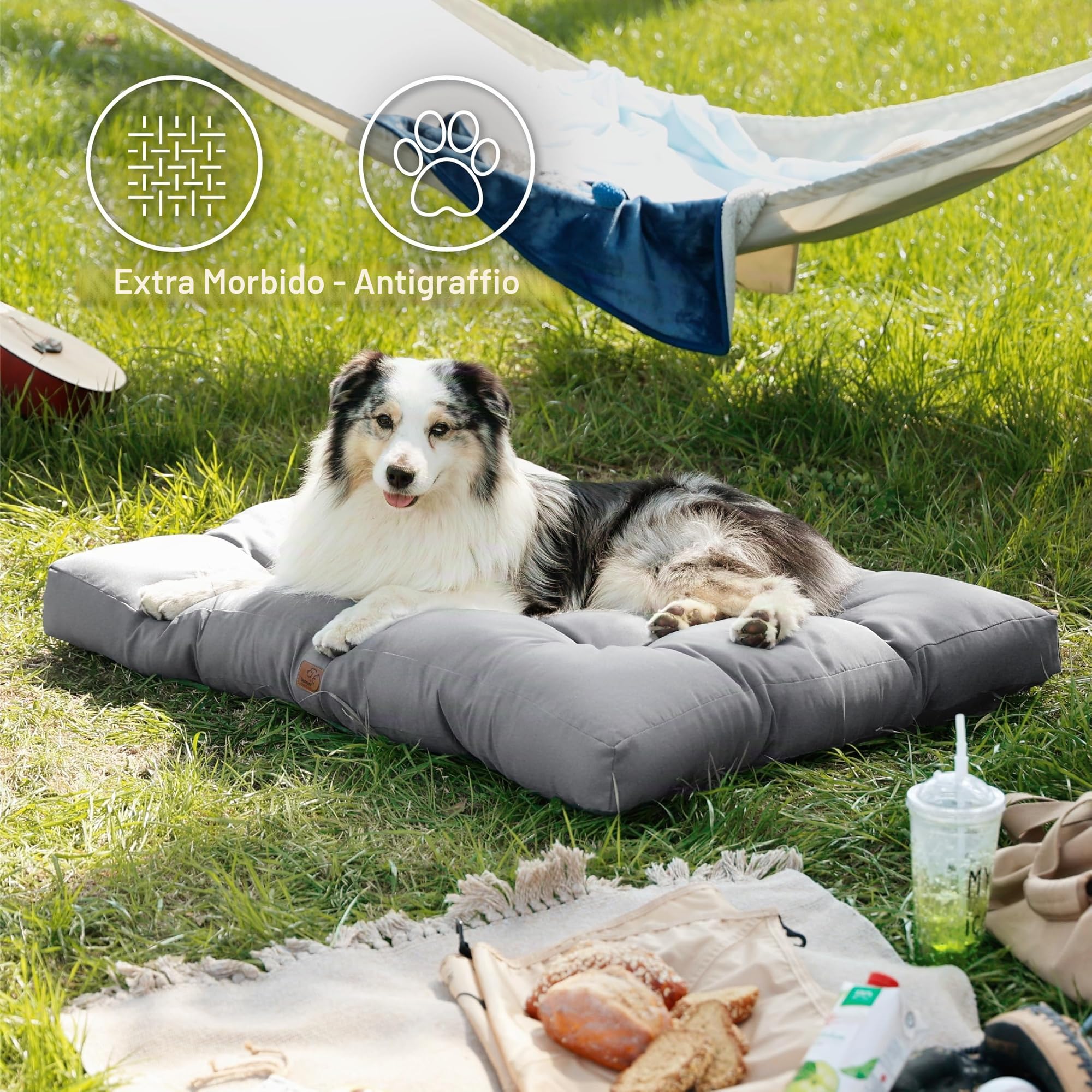 Bedsure Cesto per cani di grandi dimensioni, impermeabile, cuscino per cani in tessuto Oxford, materasso per letto per cani lavabile, grigio, 110 x 89 x 10 cm