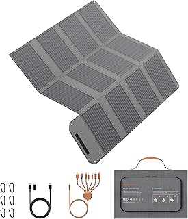 120W 19V Tragbares Solarpanel, Faltbares Solarladegerät mit 7-in-1-Solarstecker, IP65 Wasserdicht Camping-Solarpanel für Tragbare Kraftwerk, Smartphone, PC, Camping, Wandern, Outdoor-Reisen