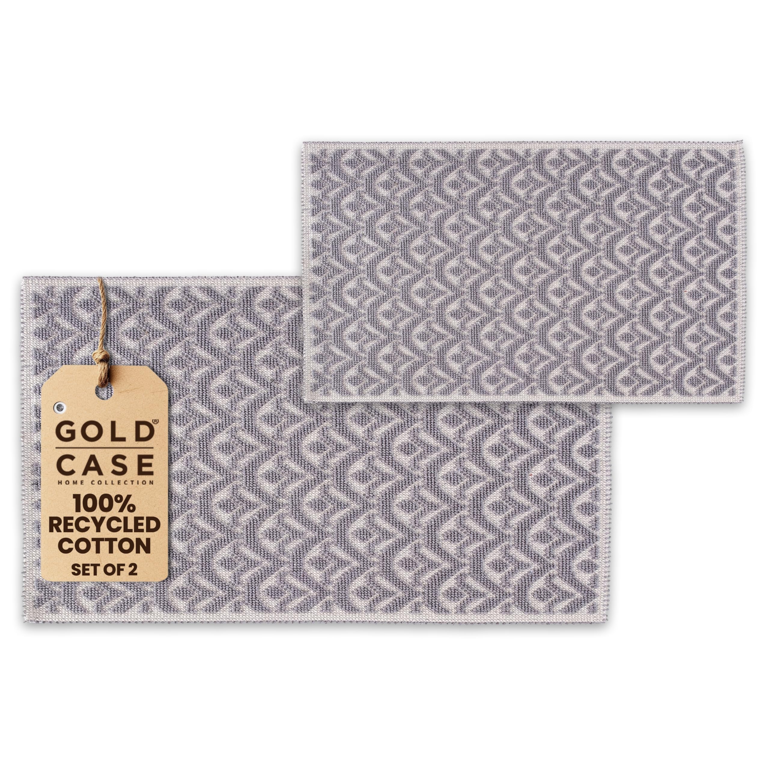 Bathroom Rugs 100% Cotton (Set of 2) – Absorbent Turkish Bath Mat Sets – Washable Rug for Floor & Tub – Non–Slip Bath Mats for Bathroom – Quick Dry