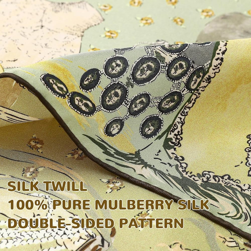 STARWHISPER 100% Pure Mulberry Silk Scarf-27''x27'' 14MM Double