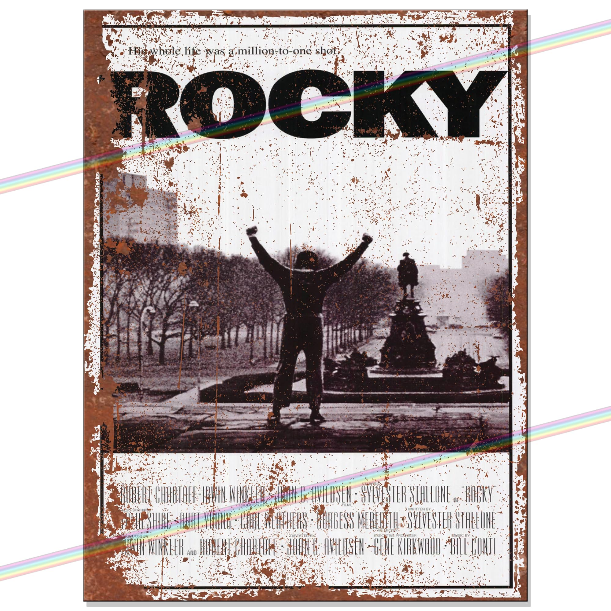 Movie Metal Poster Signs for Mancave, Shed, Garage, Kitchen, Man Cave. Birthday, Christmas, Xmas. Retro Vintage Reproduction Memorabilia Tin Secret Santa 20cm x 15cm (ROCKY)