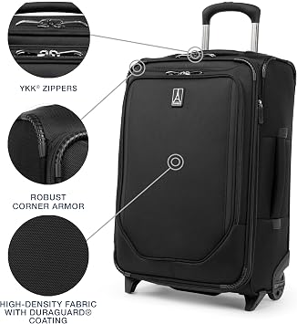 Travelpro Crew Classic Softside Carry-On Luggage, Black, 22-Inch