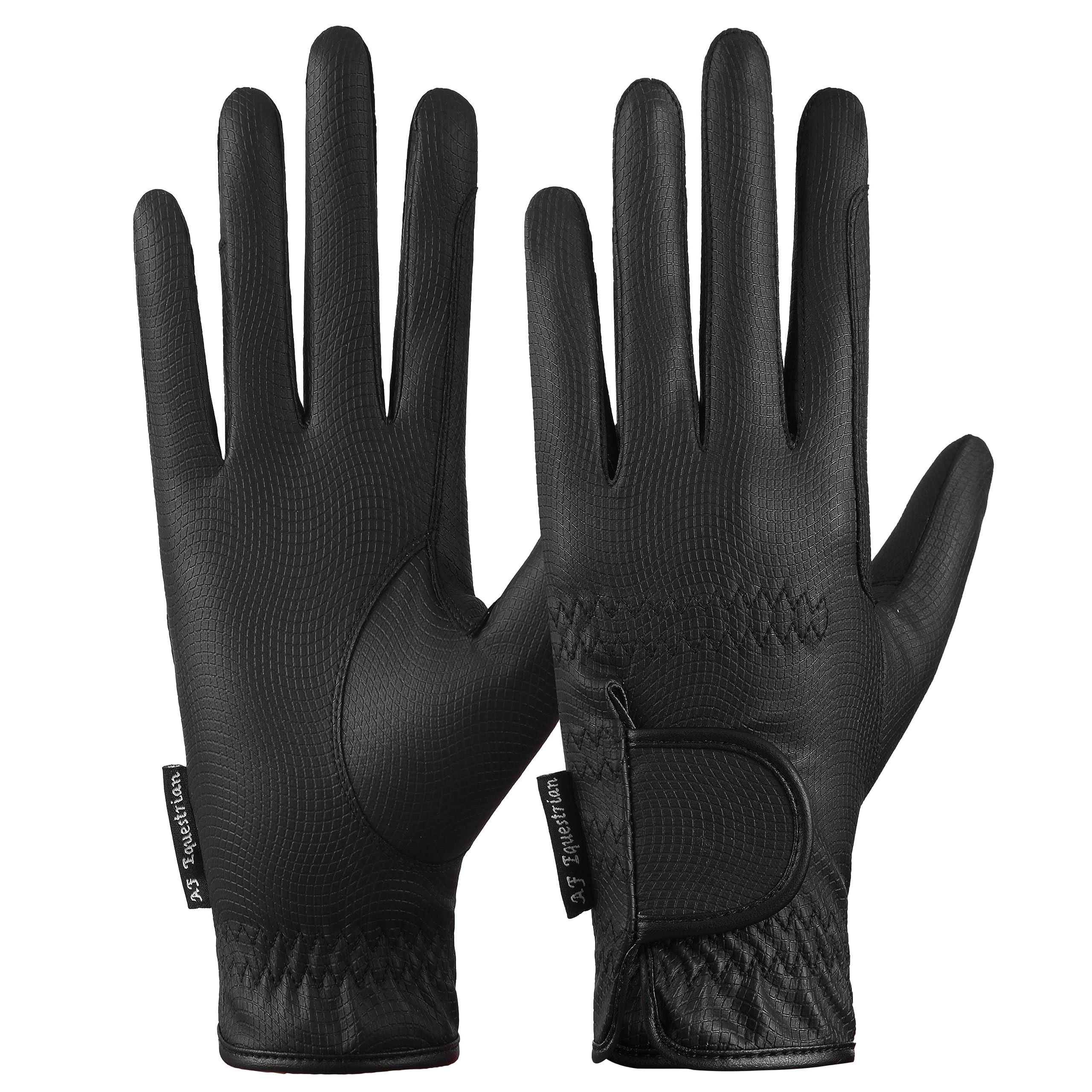 Gants d'équitation en cuir synthétique pour femme Noir