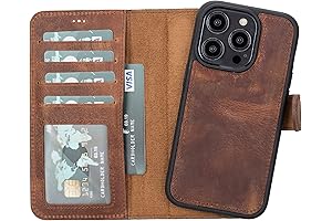VENOULT Vintage Leather iPhone 14 Pro Max Wallet Case with Magnetic Detachable