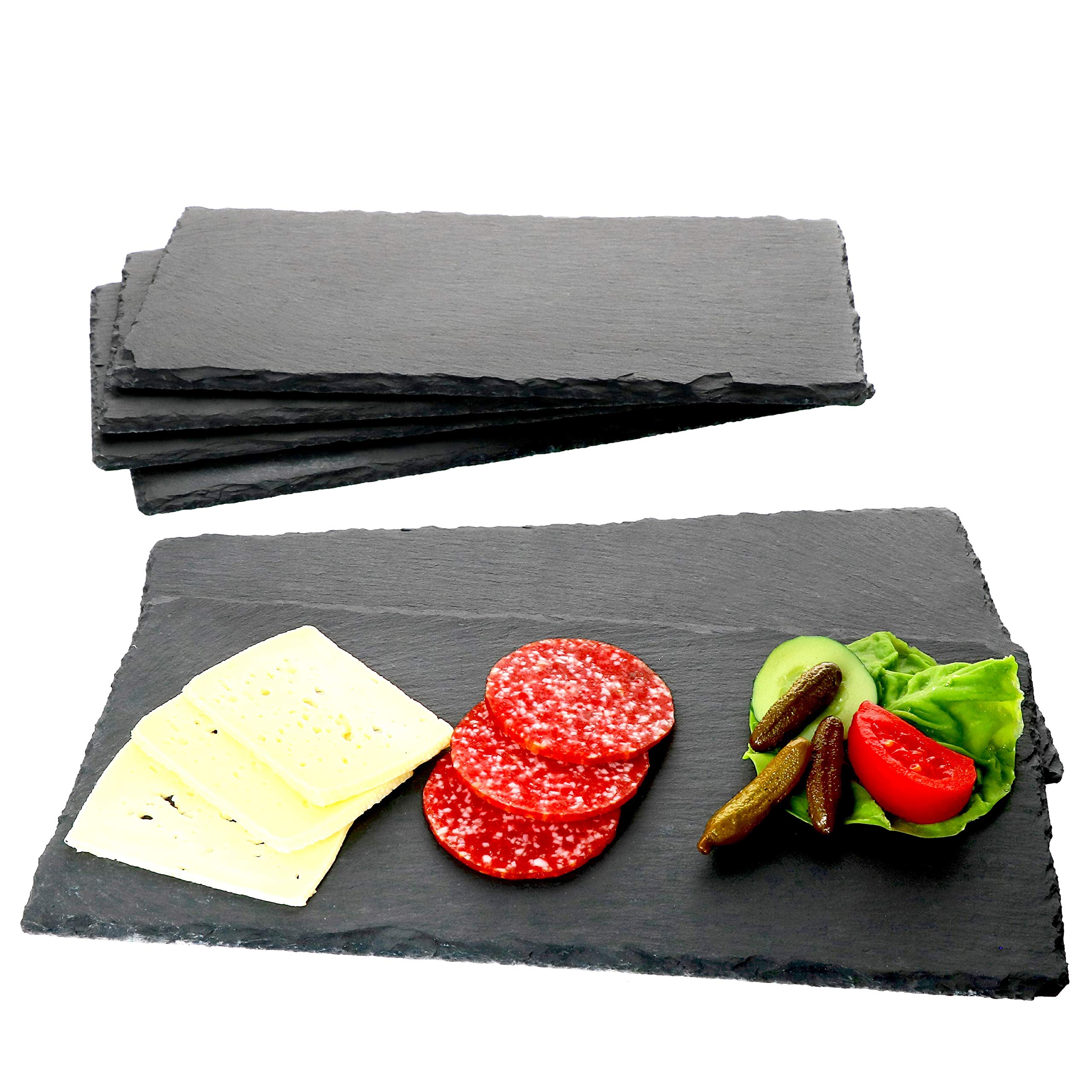 MamboCat Lot de 6 plaques en ardoise Noir 17 x 34 cm
