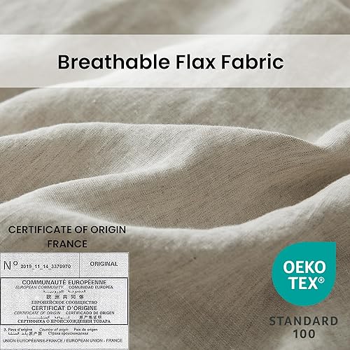 Miniatura 2 de Simple&Opulence - Juego de funda de edredón 100 % lino con bordado en cruz, estilo alquería, 3 piezas (1 funda de edredón y 2 fundas decorativas de