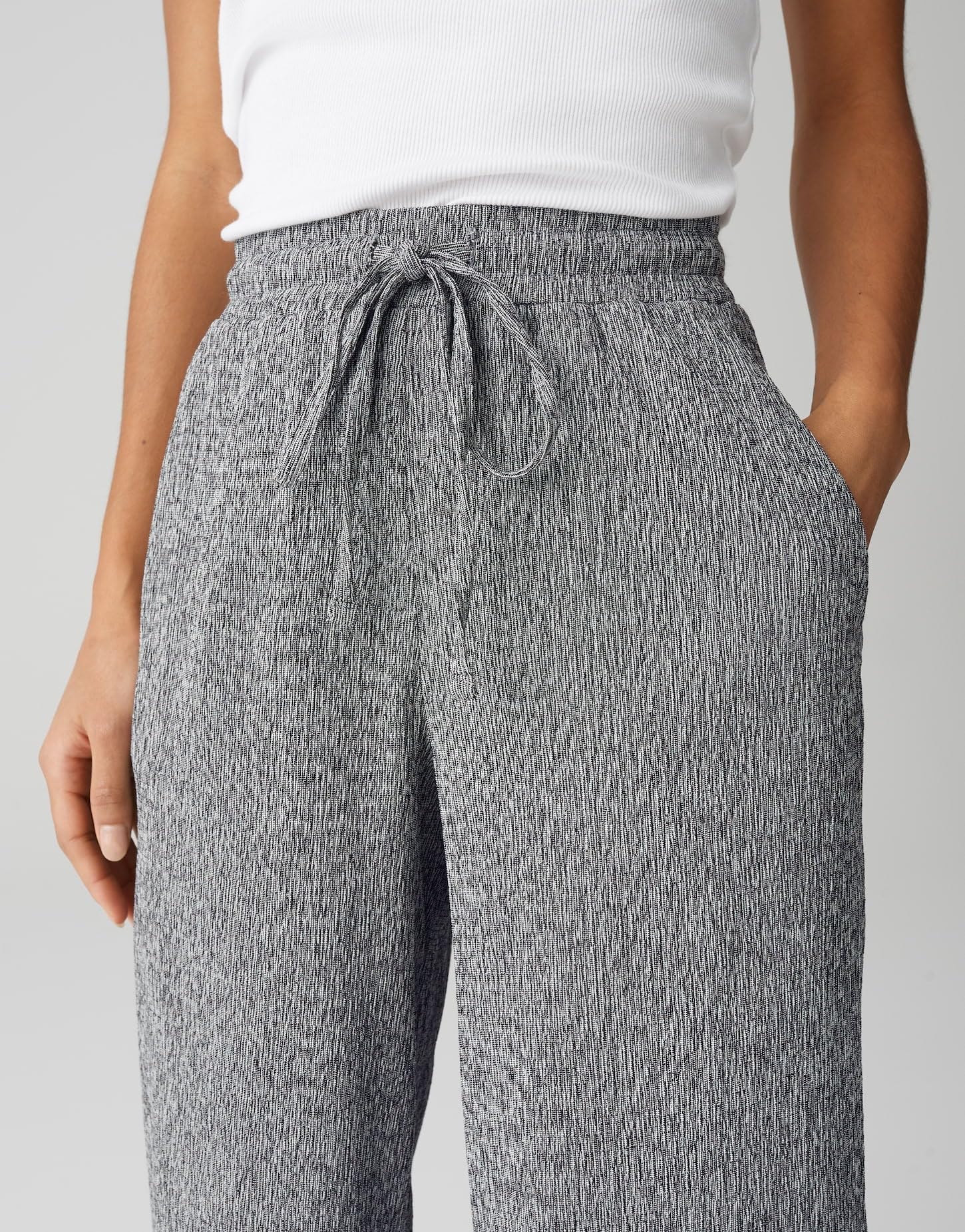 OPUS Damen Stoffhose | Culotte MILENI Crinkle Two-Tone Wide mit Komfortbund
