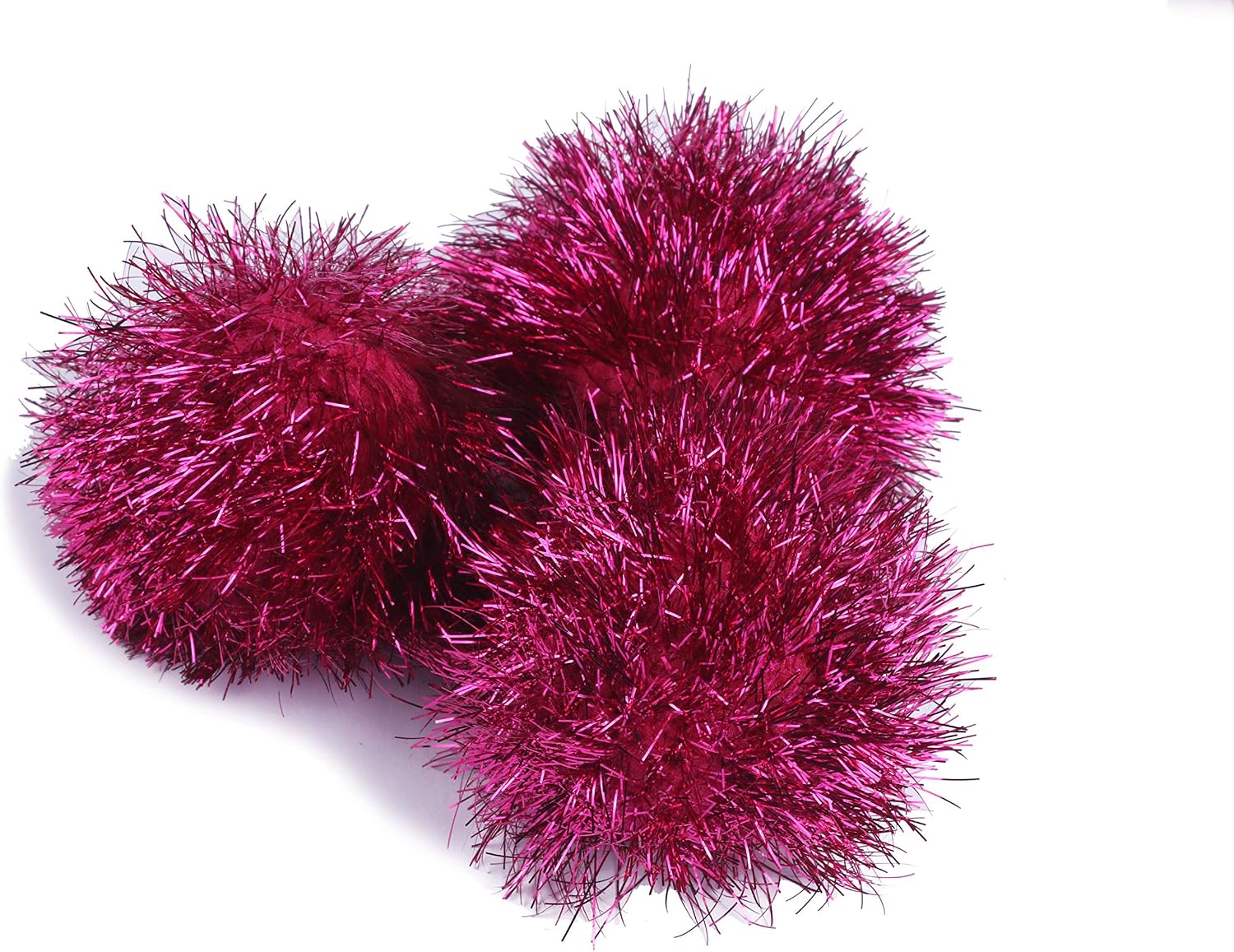 YYCRAFT 15pcs Jumbo Glitter Tinsel Pom Poms Sparkle Balls for DIY Craft,Cat Toys(2 Inch,White/Iridescent White)