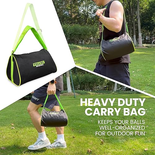 Miniatura 7 de Juego de bolas de bochas de 3.937 in de tamaño y peso reglamentarios para césped, juegos de Bocci de playa para 2-8 jugadores (verde y rojo)