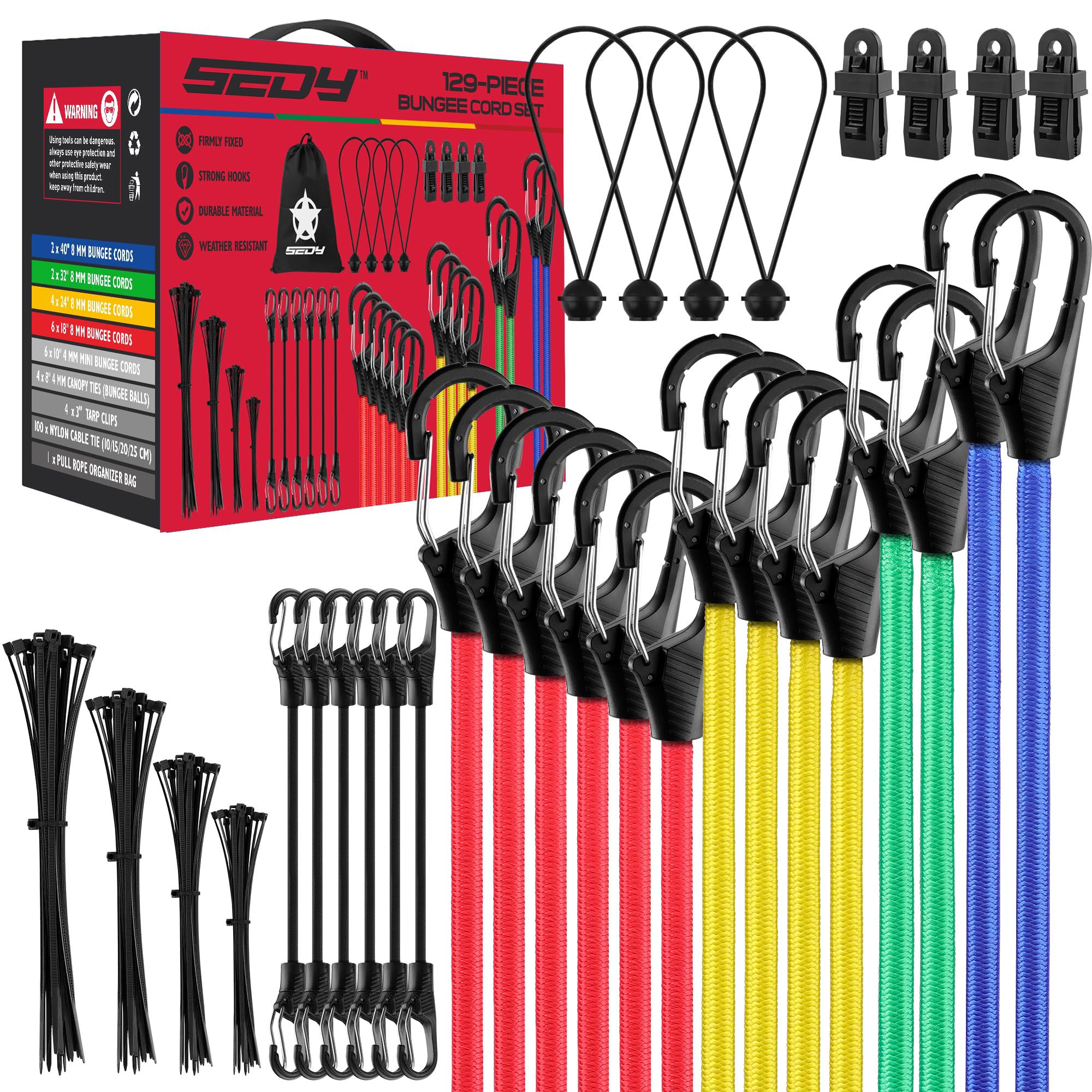 CanKing Bungee-Seile Mit Karabiner – Camouflage-Grün, 3 M Lang, 2 Stück, 8 Mm Durchmesser