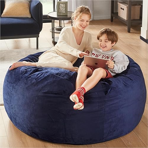 Vista 15 de Codi - Silla de Puf Grande Gigante con Relleno Incluido, 5 Pies - Sillas de Puf Grandes y Cómodas para Adultos - Funda de Mink Vinculado Lavable a