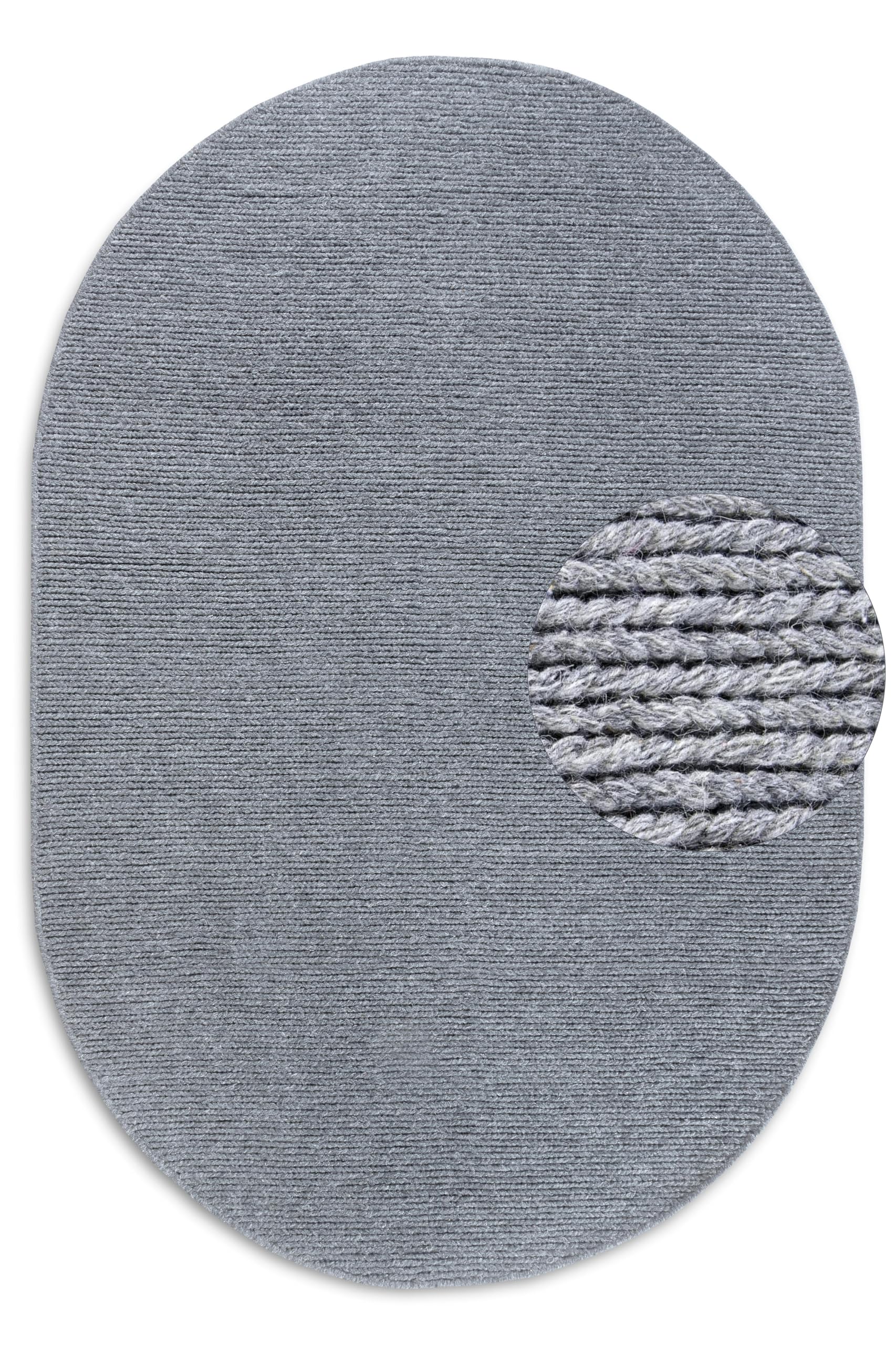 Villeroy & Boch Francois - Alfombra Ovalada de Lana Natural para salón, Tejida a Mano y respetuosa con el Medio Ambiente, para salón, Dormitorio, Comedor, Pasillo, Cocina, Color Plata, 160 x 230 cm
