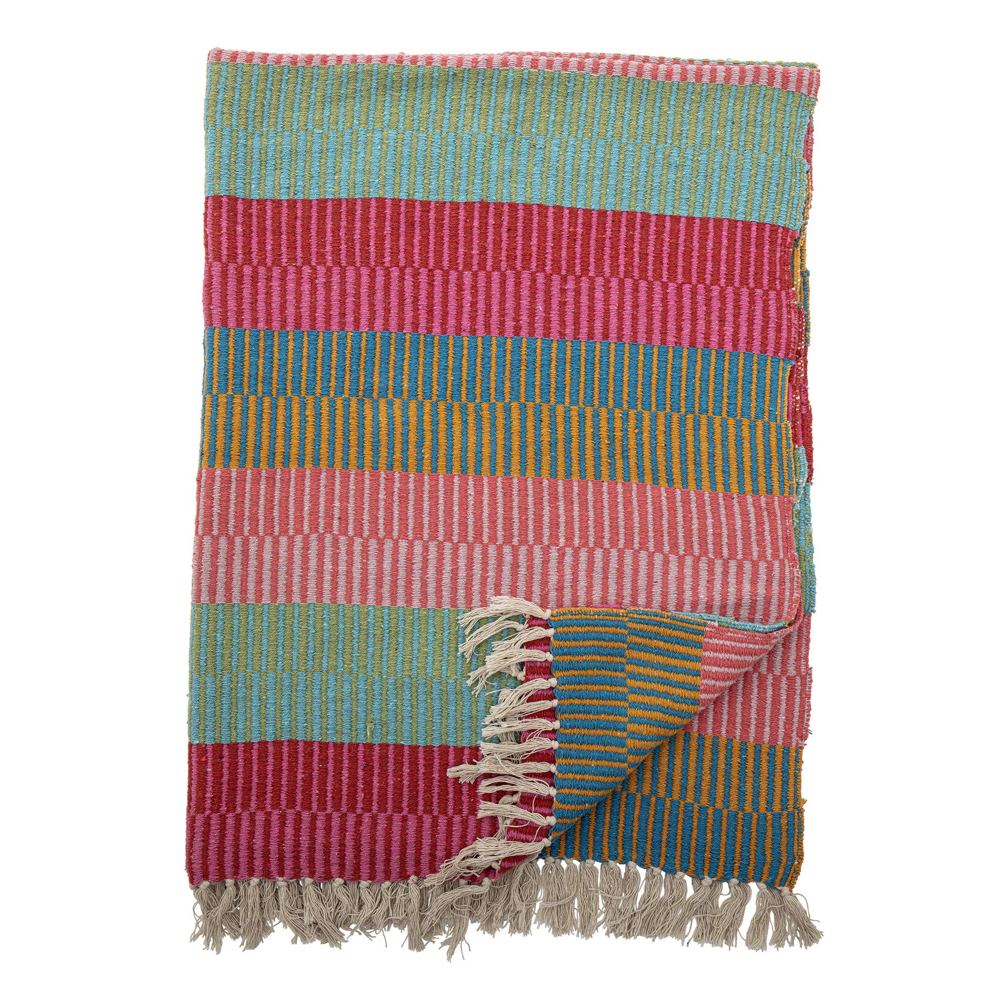 Bloomingville bedspread 160 x 130 cm - versatile cuddly blanket made of recycled cotton, ideal as a sofa blanket or for bed and garden, cuddly soft and easy to clean