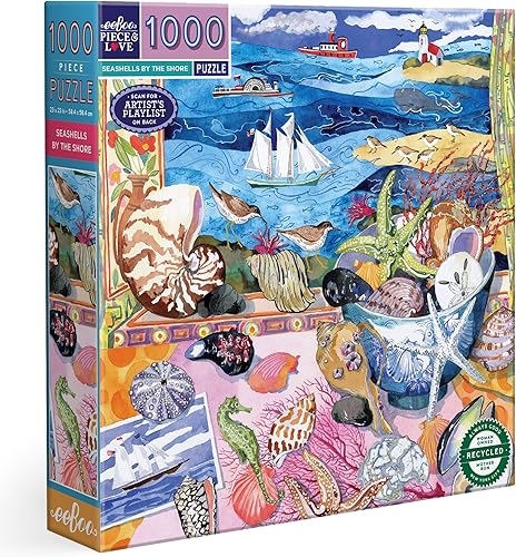 Miniatura 6 de eeBoo Rompecabezas de 1000 piezas, rompecabezas de sombrillas de playa para adultos, cuadrado de 23 x 23 pulgadas, fabricado con tablero reciclado y
