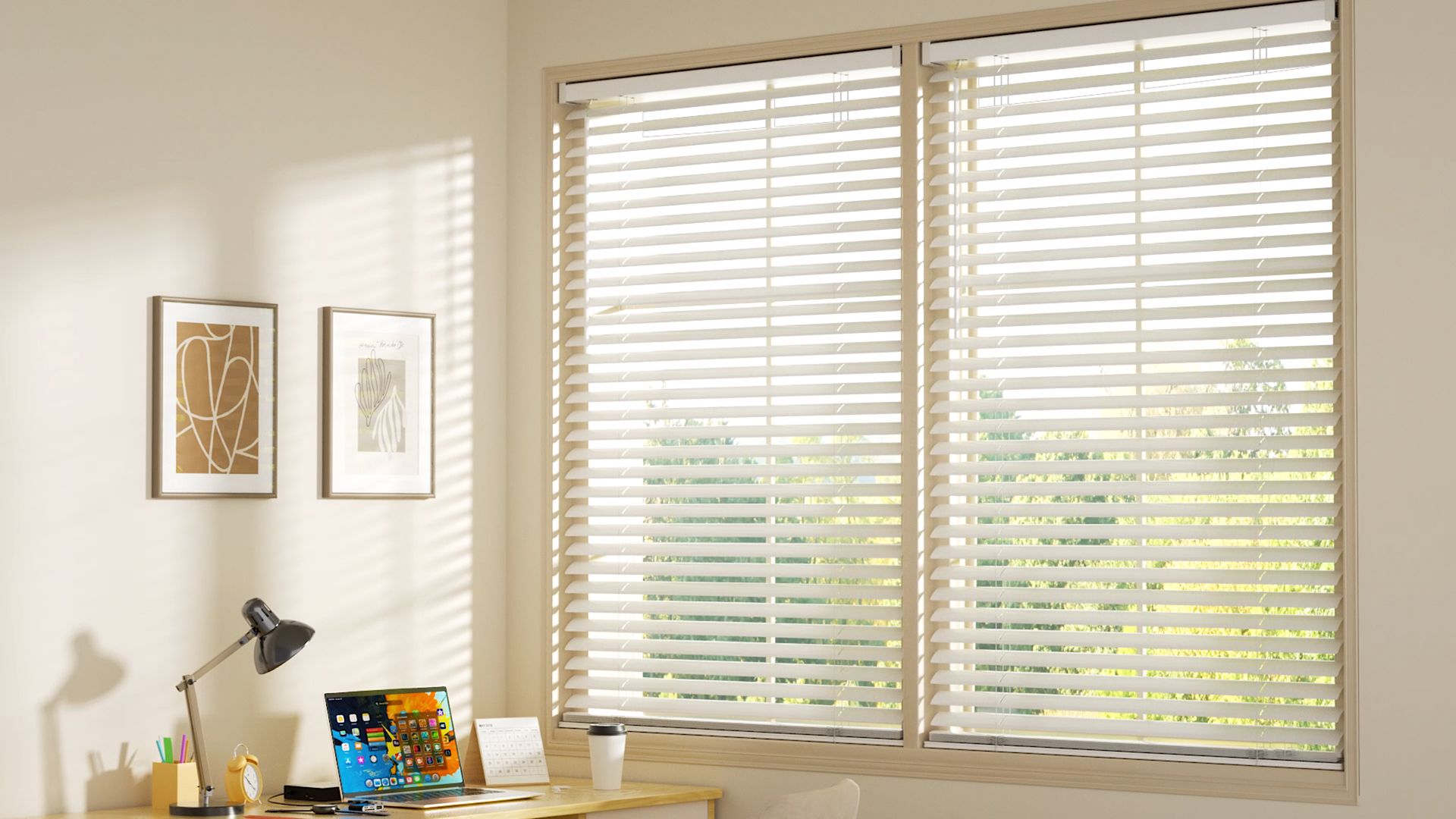 SZXIMU 2 Cordless Room Darkening Window Blinds, 36 W x 64 H White