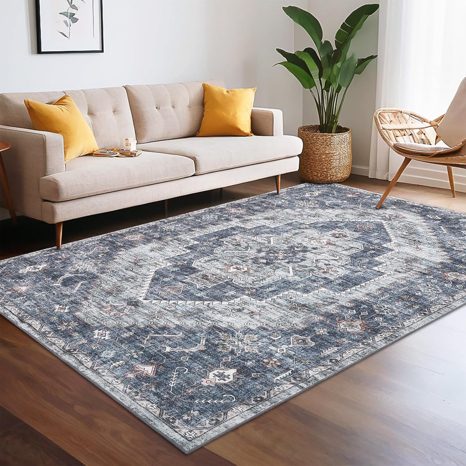 Machine Washable Area Rugs 8x10 Vintage Living Room Rugs