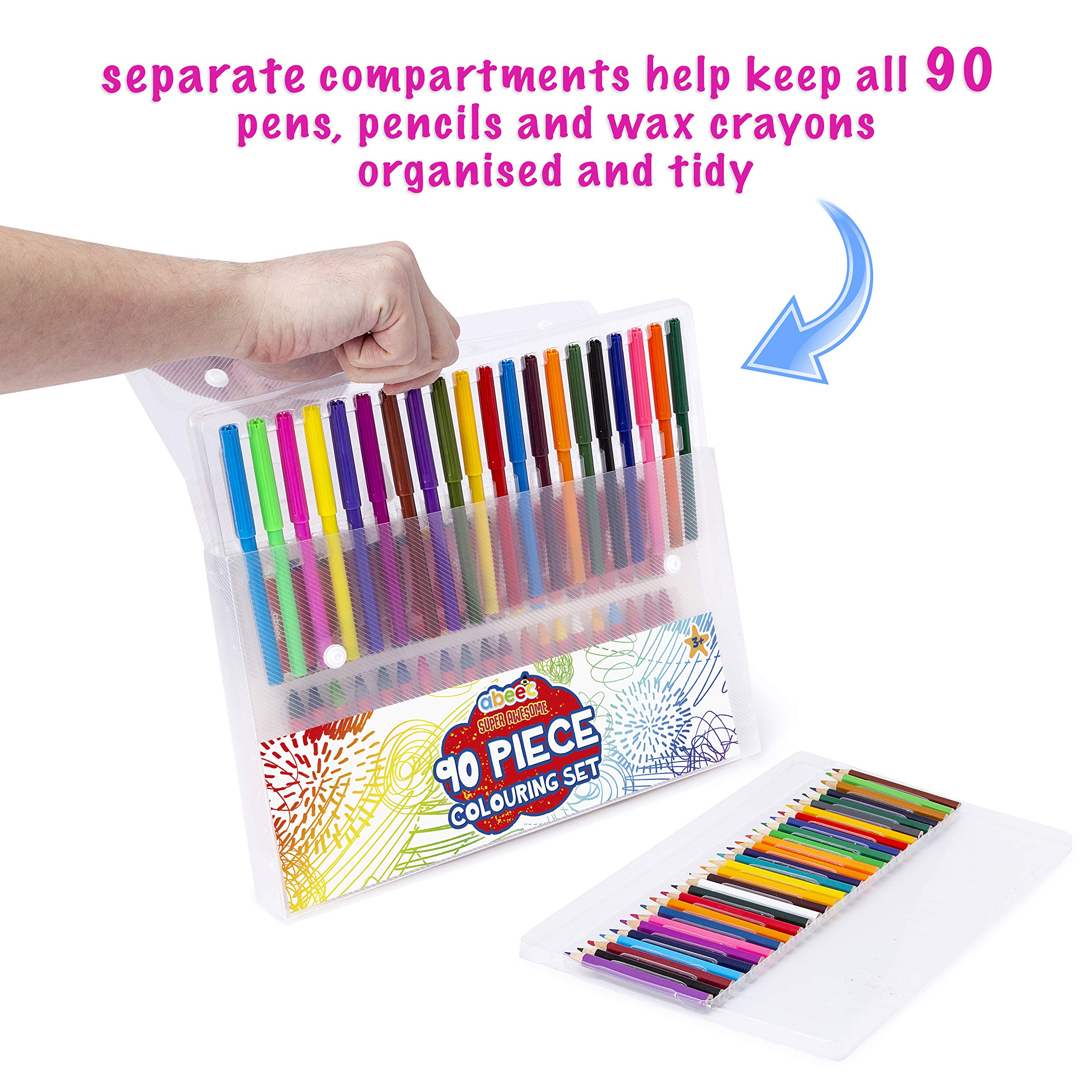 Colouring Set For Kids 90 Piece 20 x Kids Felt Tip Pens, 30 x