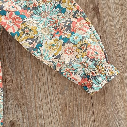 Miniatura 7 de Conjunto de 2 piezas de ropa con volantes y cuello halter floral para niños pequeños