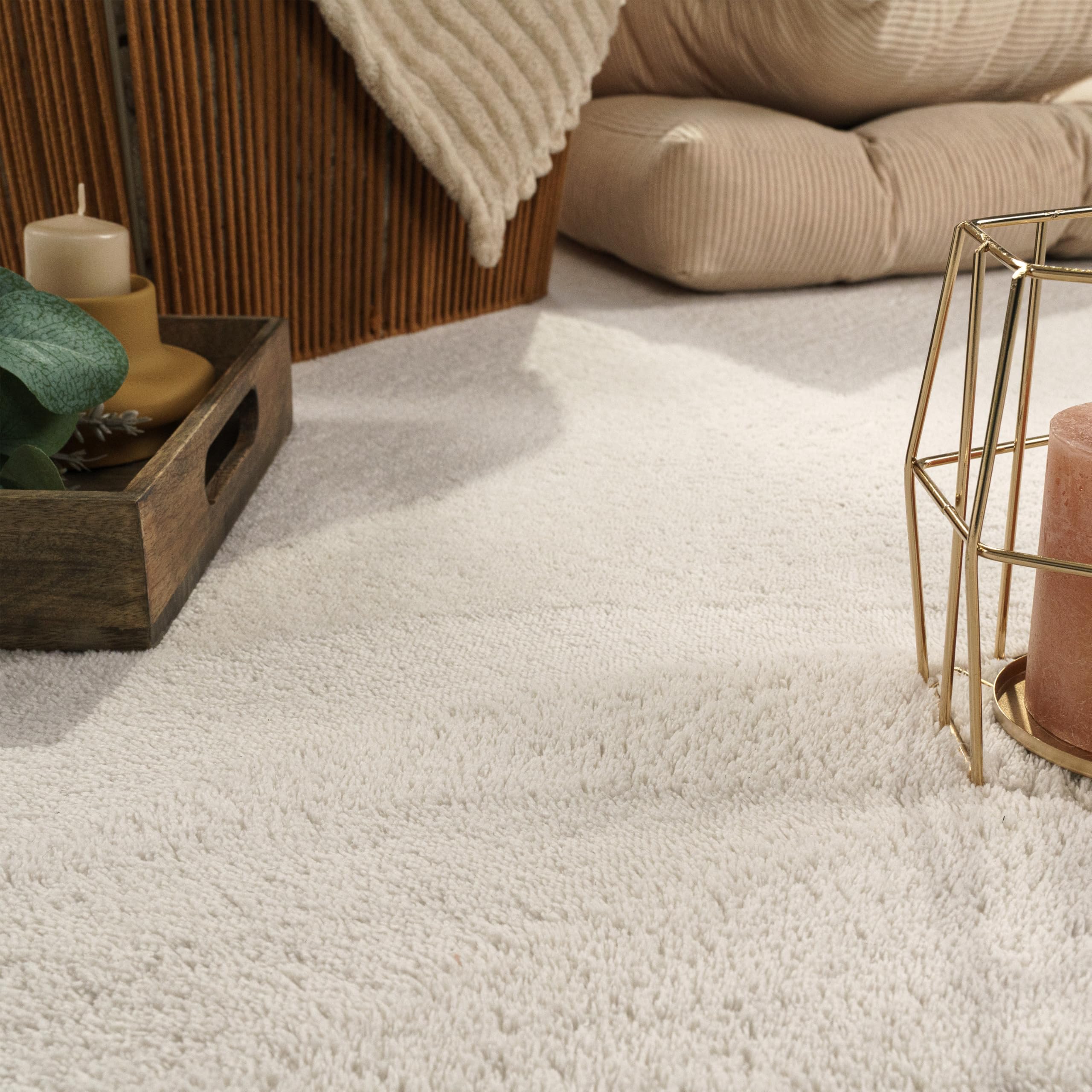 Paco Home Moderner Kurzflor Teppich 160x220 cm Creme waschbar rutschfest