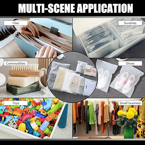 Miniatura 7 de 100 bolsas de plástico para ropa, bolsas esmeriladas con cremallera de 7 x 11 pulgadas para ropa, camisetas, bolsas de ropa, bolsas de embalaje de