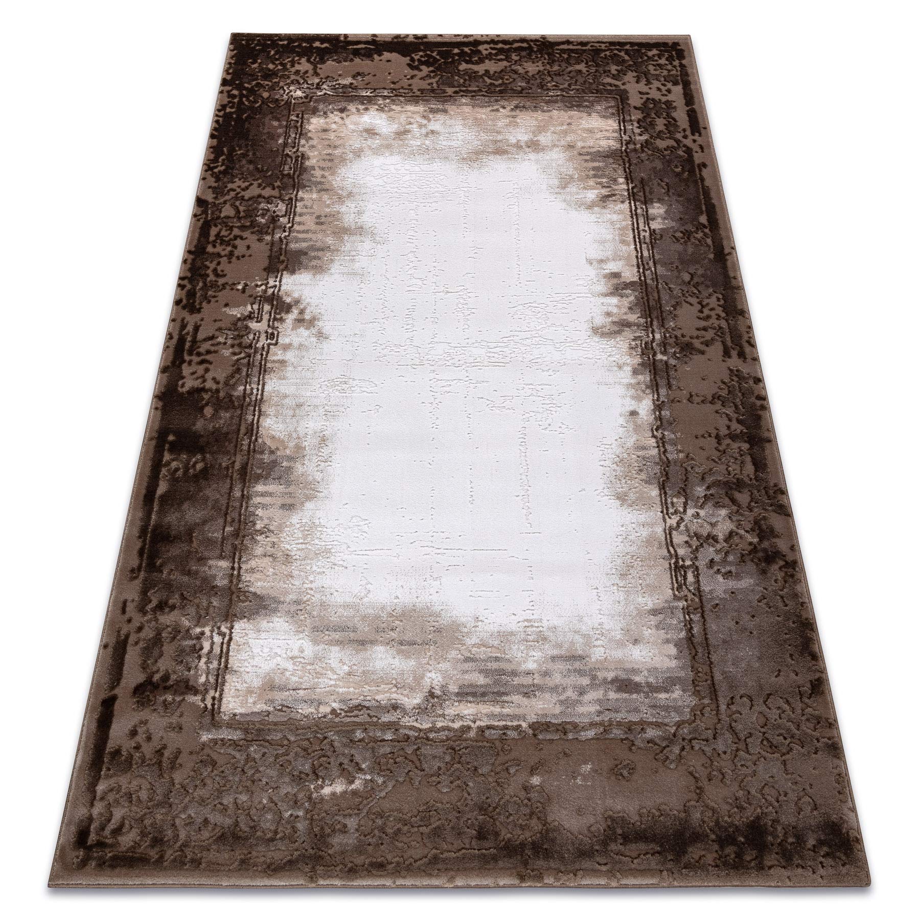 Tapis acrylique Valencia 160x235 cm, la solution déco salon ivoire et marron