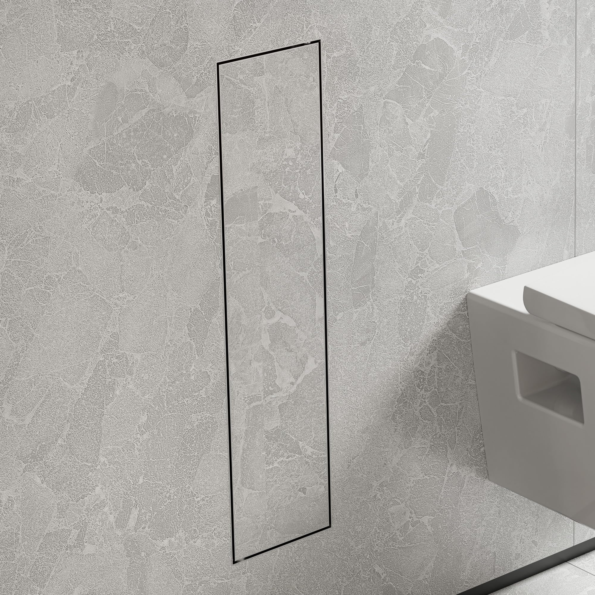hansgrohe XtraStoris Rock, escobillero baño empotrado con repisa y puerta alicatable, nicho pared baño, escobilla wc empotrada, escobilla baño, accesorios baño, acero inoxidable cepillado, 56060800
