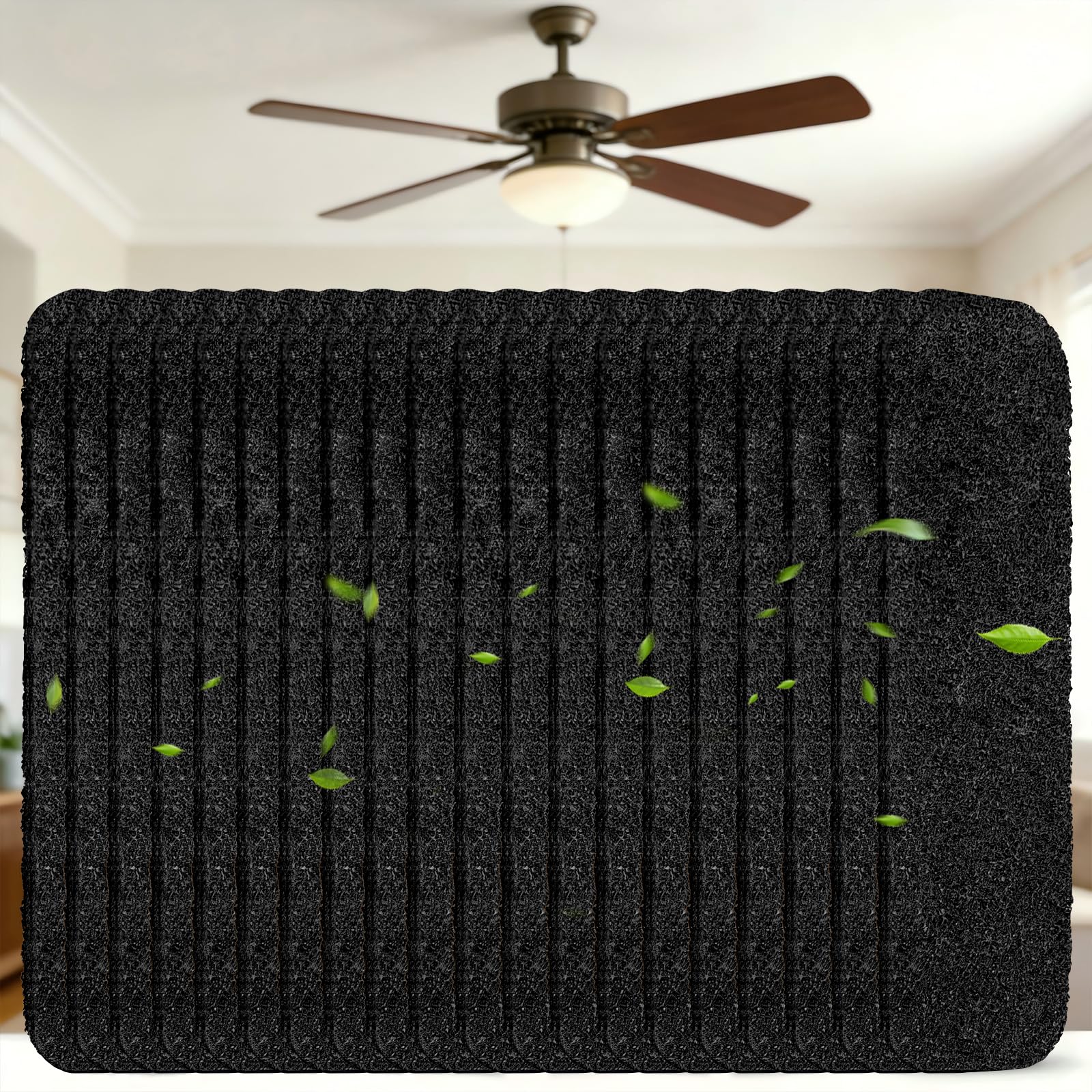 20Pcs Ceiling Fan Filters for Blades, Activated Coconut Shell Carbon Ceiling Fan Filters, Unscented Fan Blade Air Purifier Pads for Common Household Contaminants, Easily Sticks