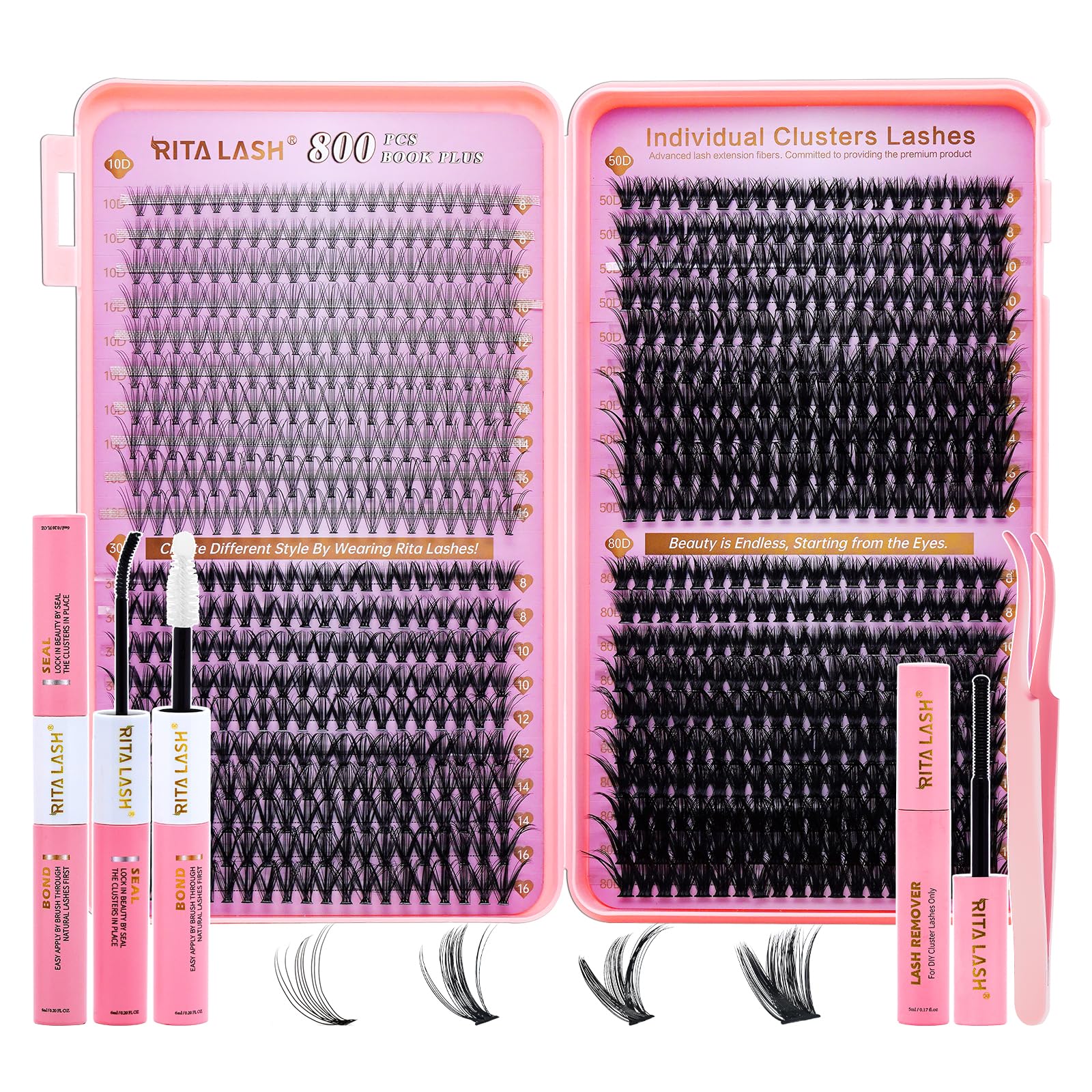 Amazon.com: RITALASH Lash Extension Kit DIY Lash Clusters 800pcs