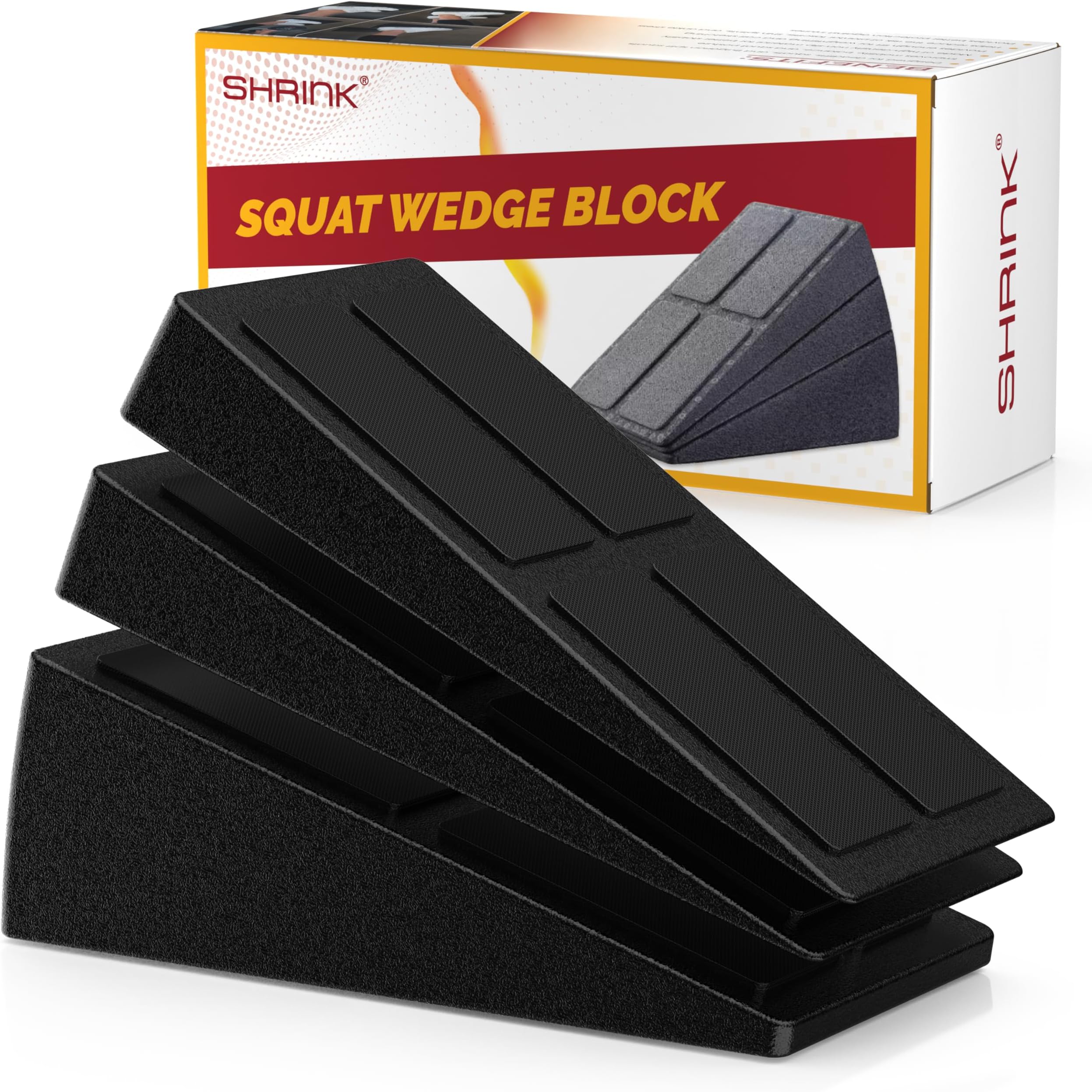 Shrink Squat Wedge Block - Elevate Squats, Calf Stretches, Yoga - Non-Slip, Eco-Friendly, Adjustable Heights - Ideal for Leg Strength & Form Optimization