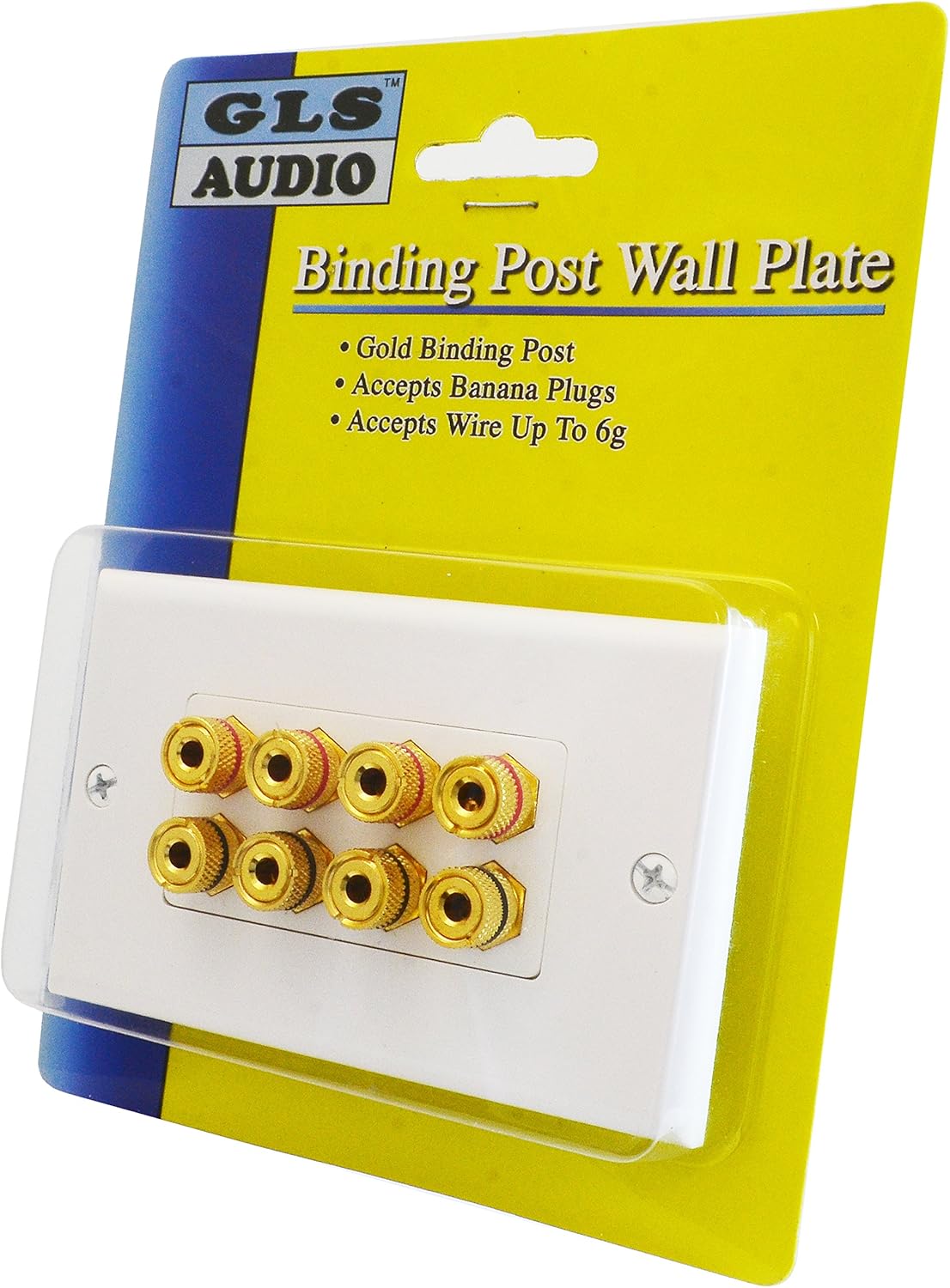 GLS Audio 8 Post Binding Banana Plug Wall Plate White (8