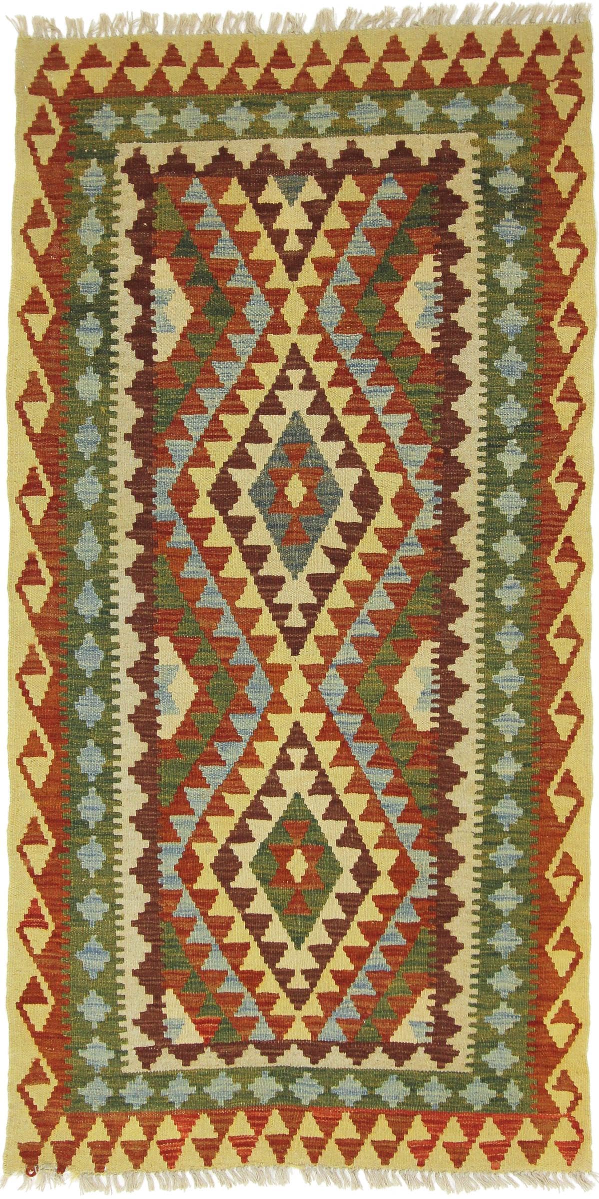 Tapis laine kilim afghan 101x196 cm authentique tapis d'orient